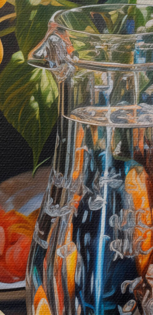 Still life with flowers and fruit