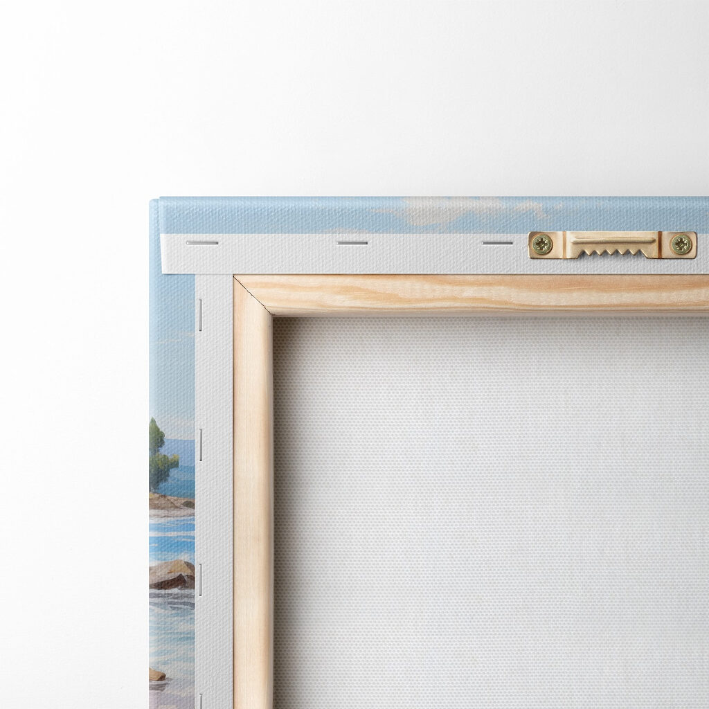 Painting of a beach with flowers and waves Painting of a beach with flowers and waves