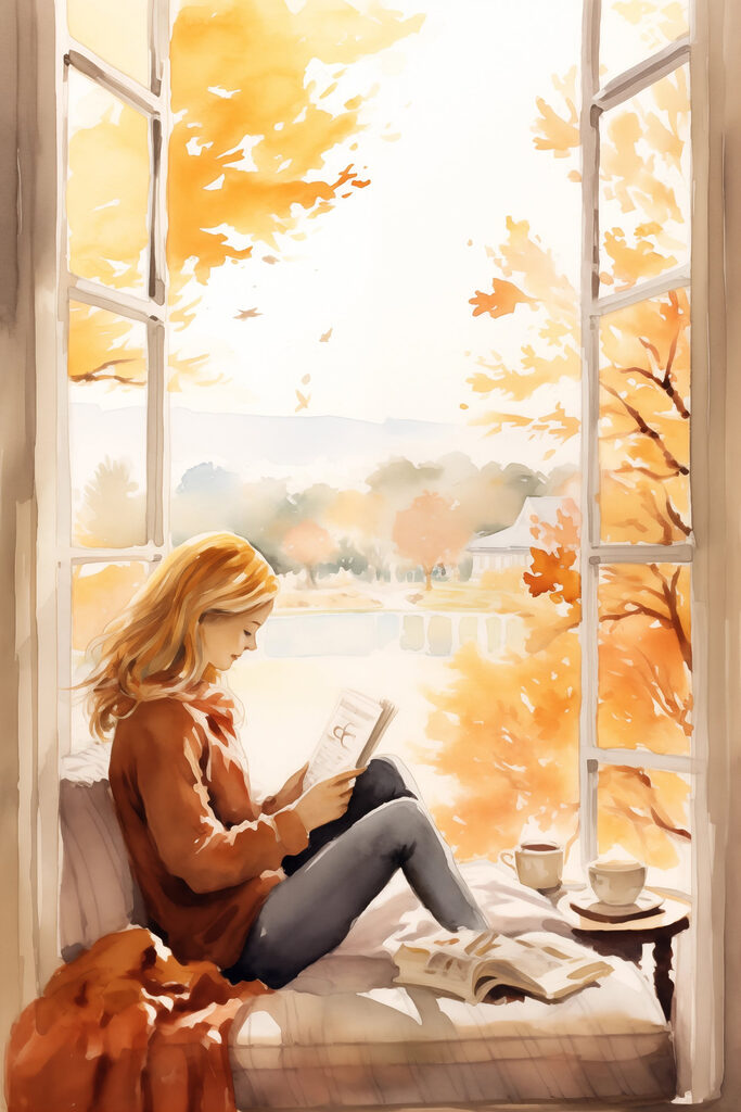 Woman sitting on a window sill reading a book Woman sitting on a window sill reading a book