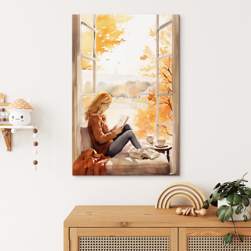 Woman sitting on a window sill reading a book Woman sitting on a window sill reading a book