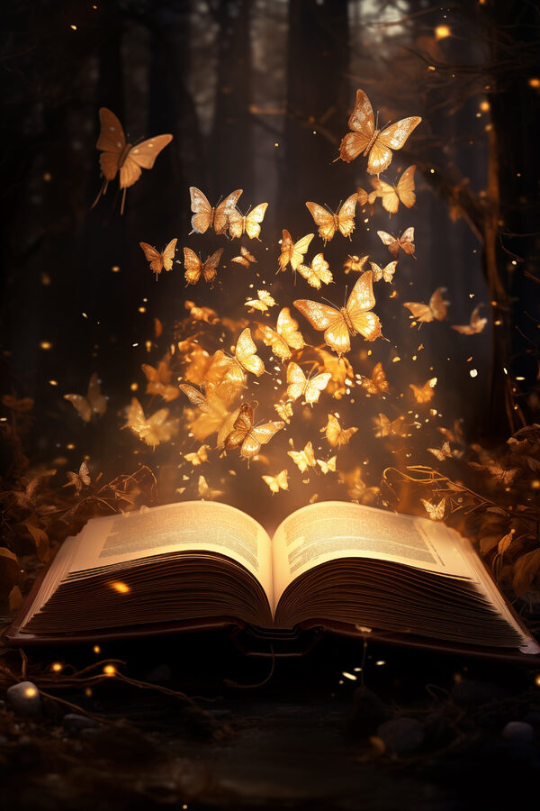 Книга з метеликами, що вилітають з неї Книга з метеликами, що вилітають з неї