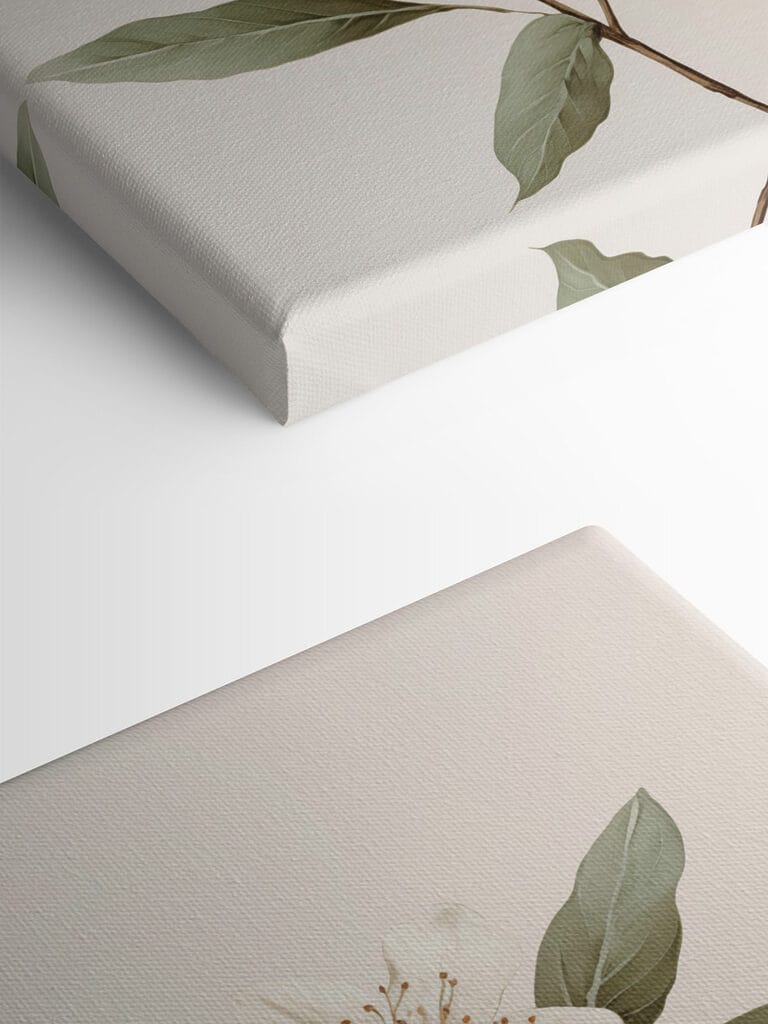 White flowers and leaves on a branch