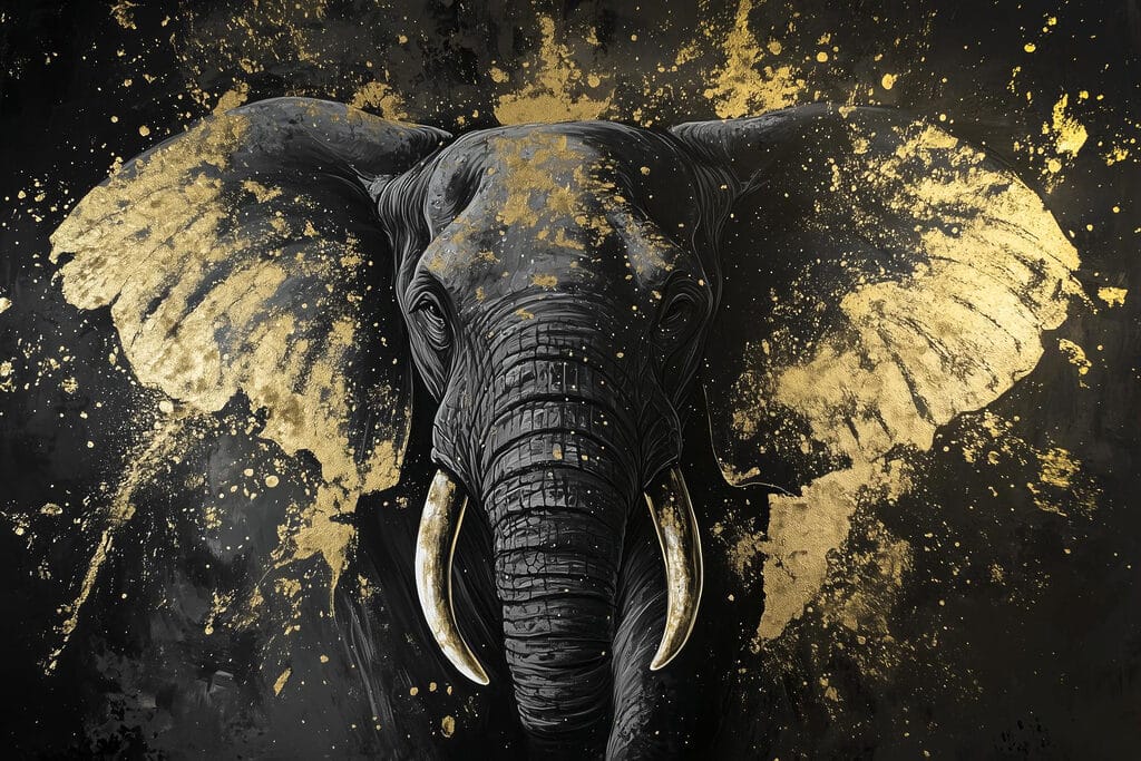 Majestic elephant portrait in art Majestic elephant portrait in art
