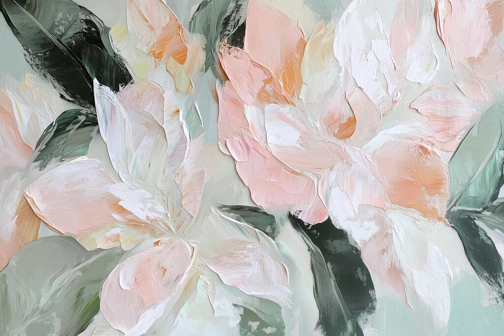 Painting of flowers on a canvas