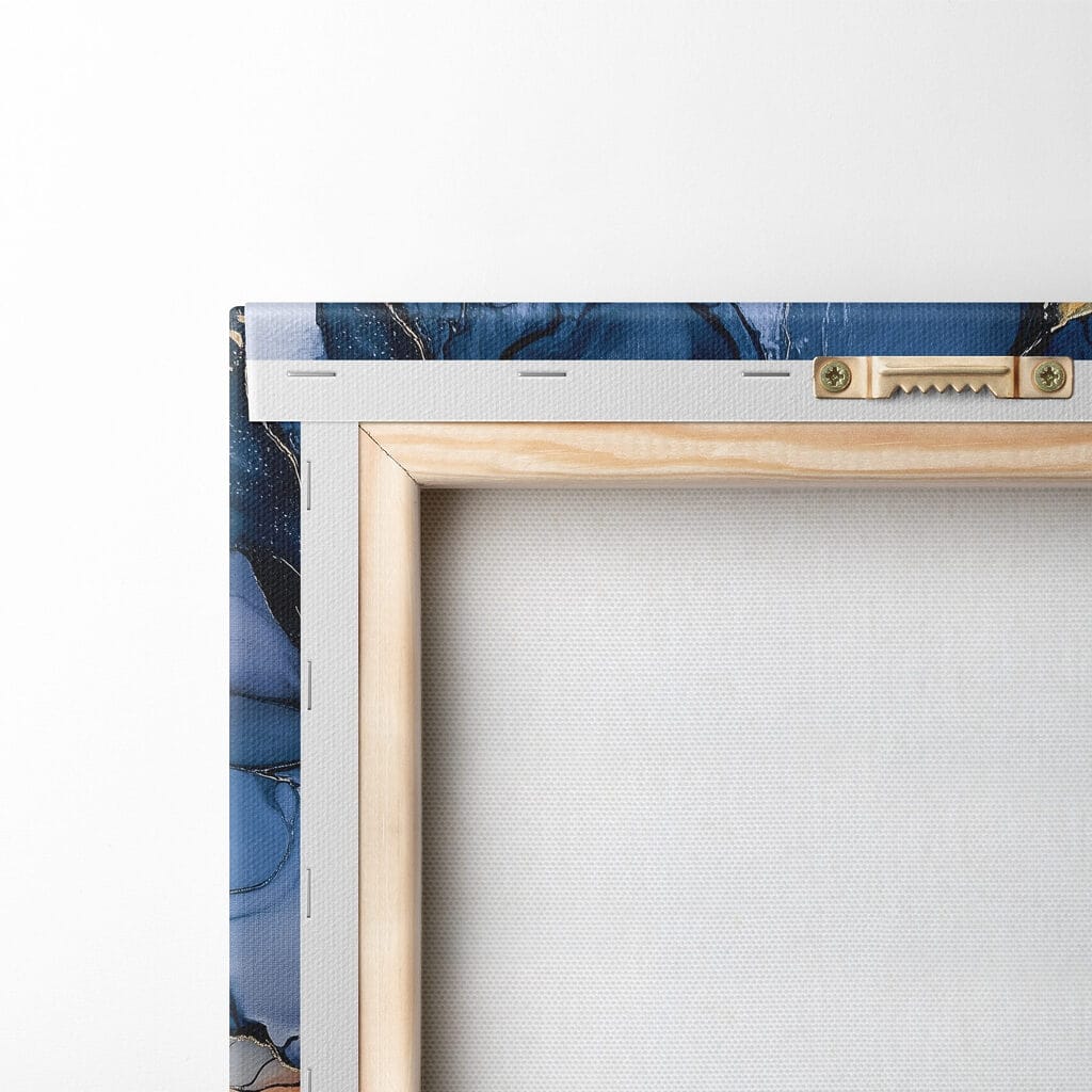 Painting of blue and orange flowers