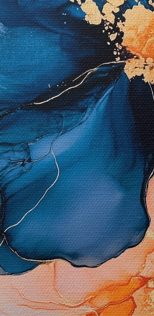 Painting of blue and orange flowers