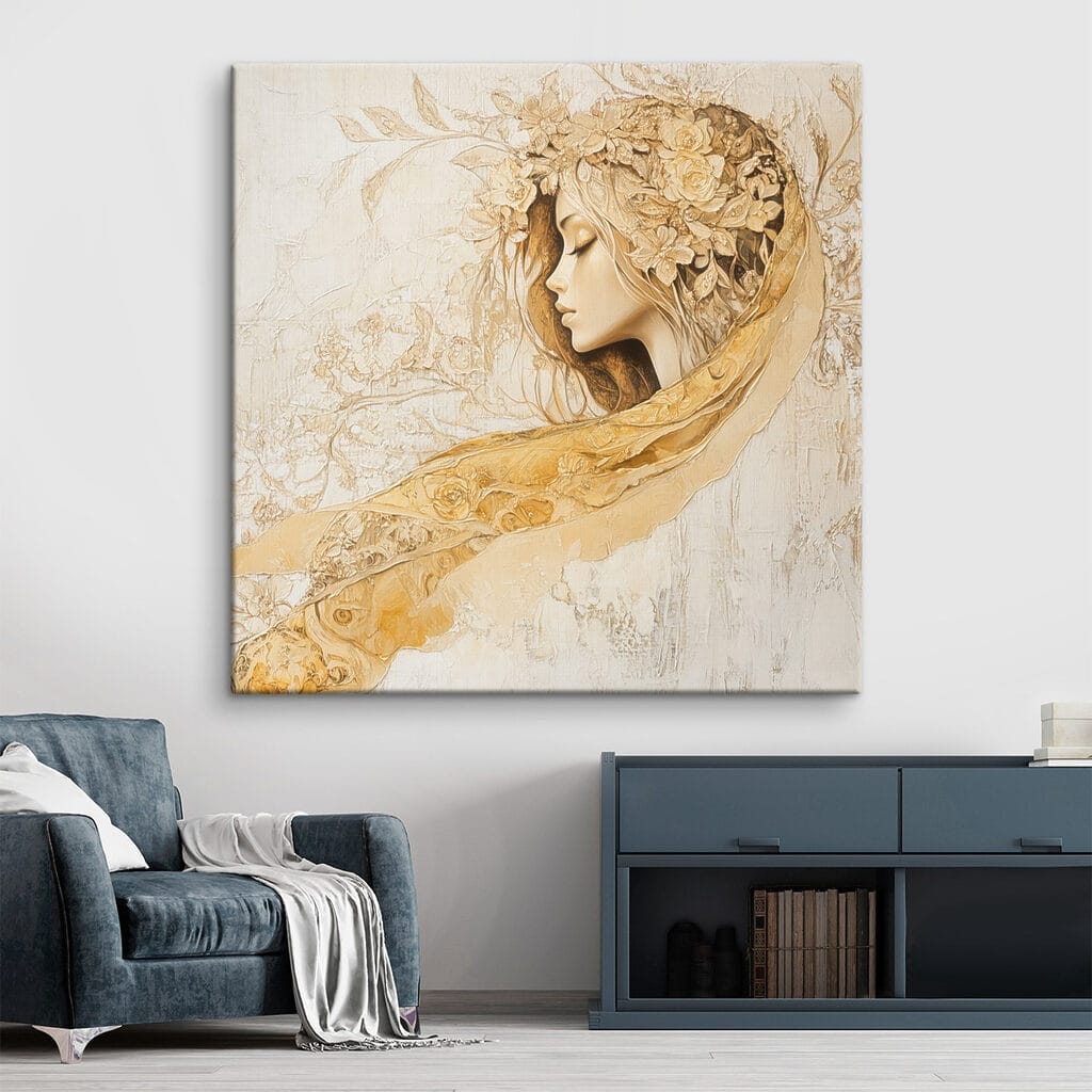 Painting of a woman with flowers in her hair