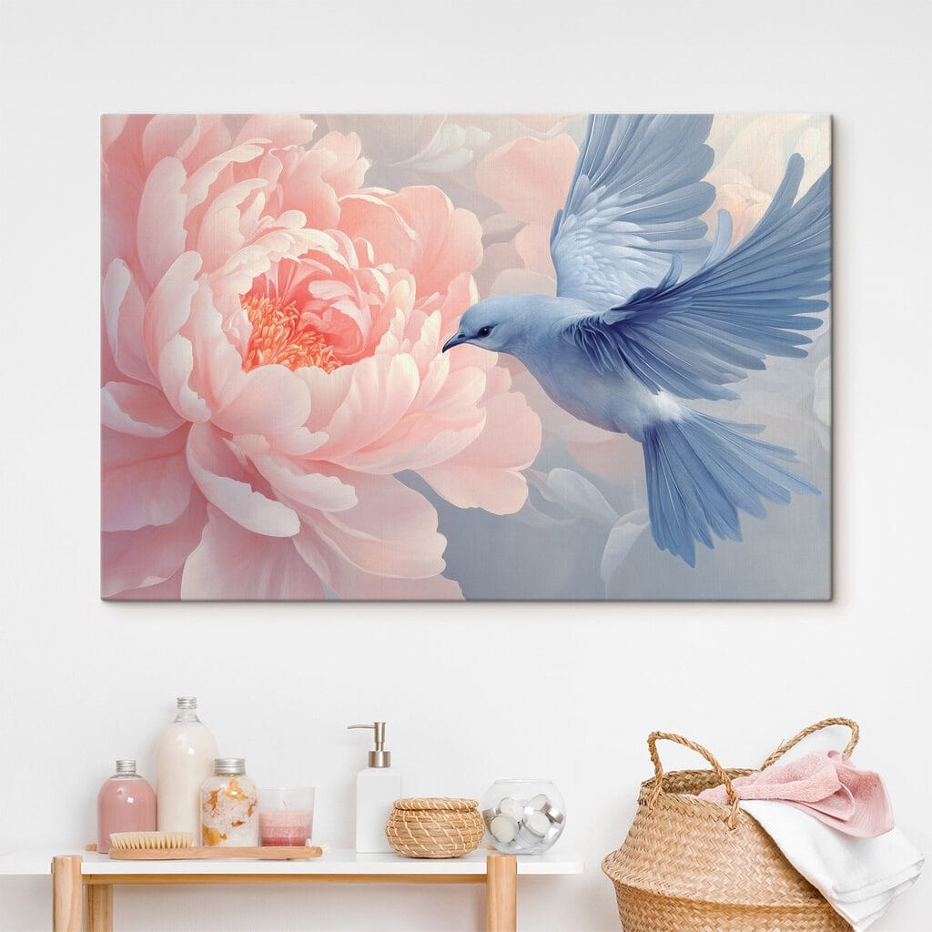 Bird flying next to a flower Bird flying next to a flower