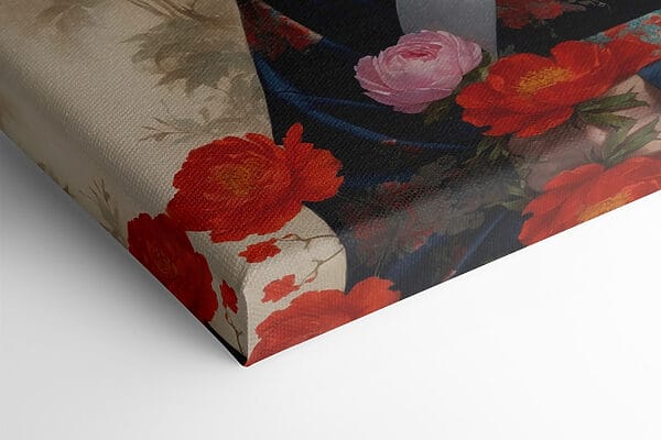 Woman in a kimono with flowers and birds Woman in a kimono with flowers and birds
