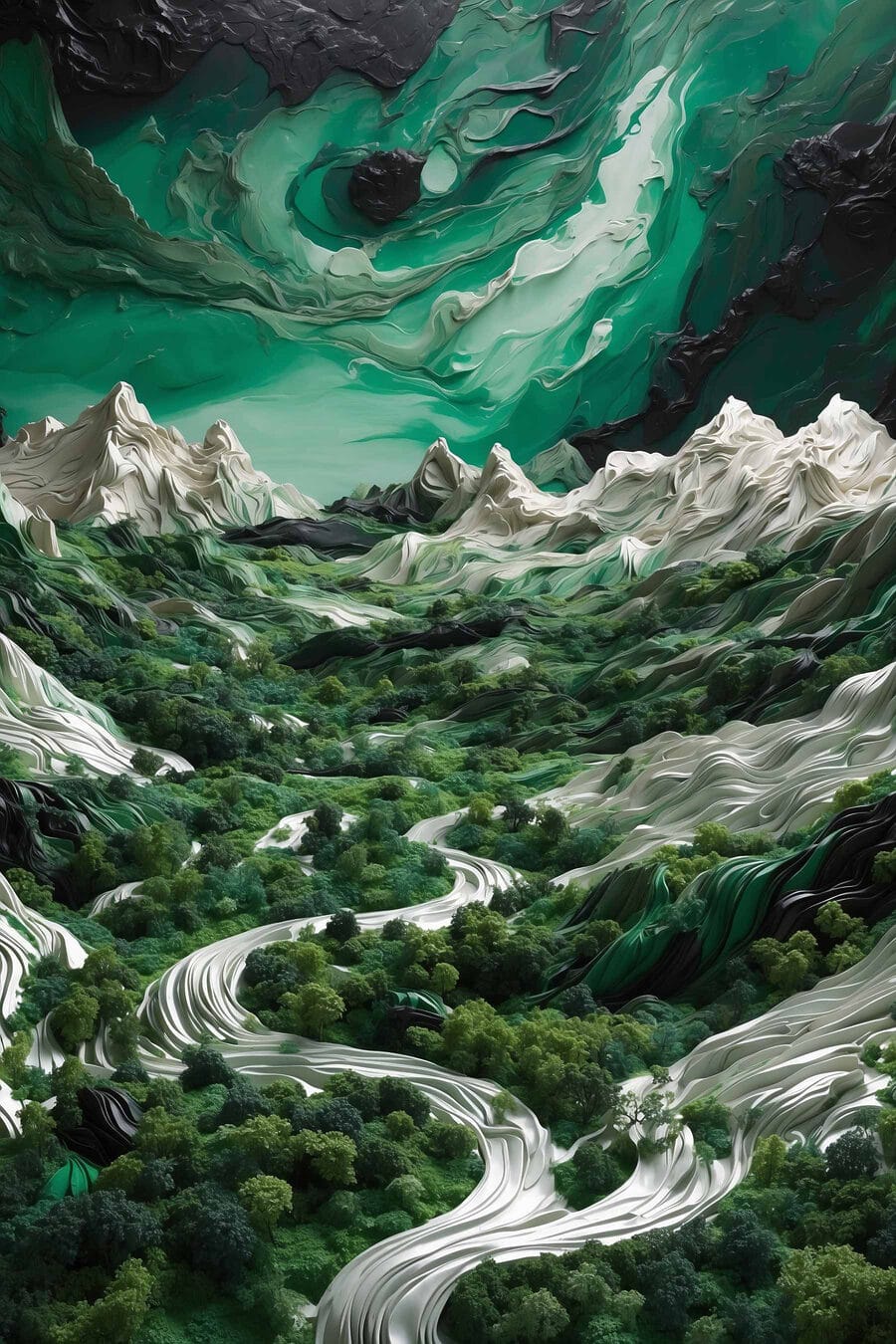 Landscape with trees and mountains Landscape with trees and mountains