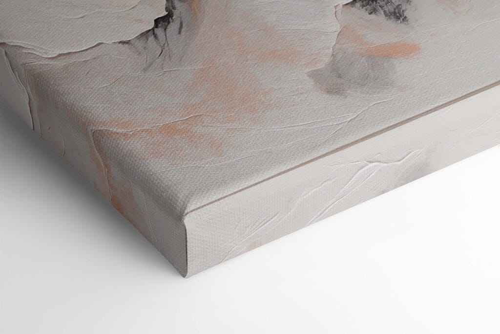 Painting of mountains with white and brown colors