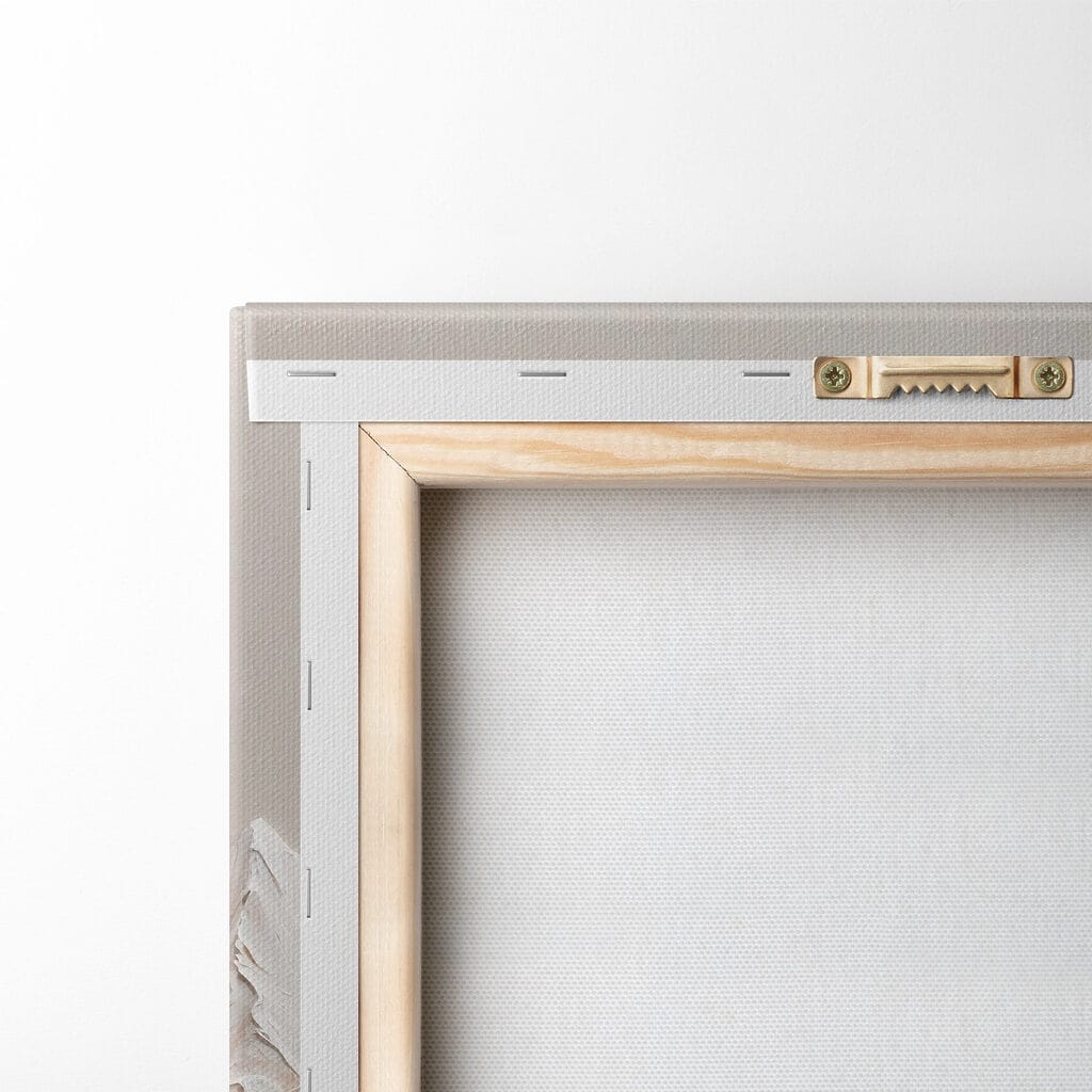 Painting of mountains with white and brown colors