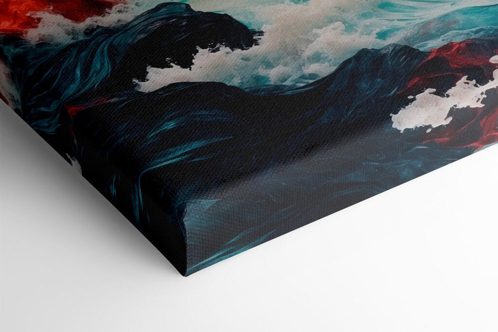 Painting of waves and mountains