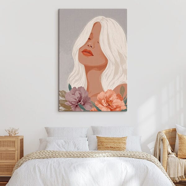 Woman with long white hair and flowers Woman with long white hair and flowers