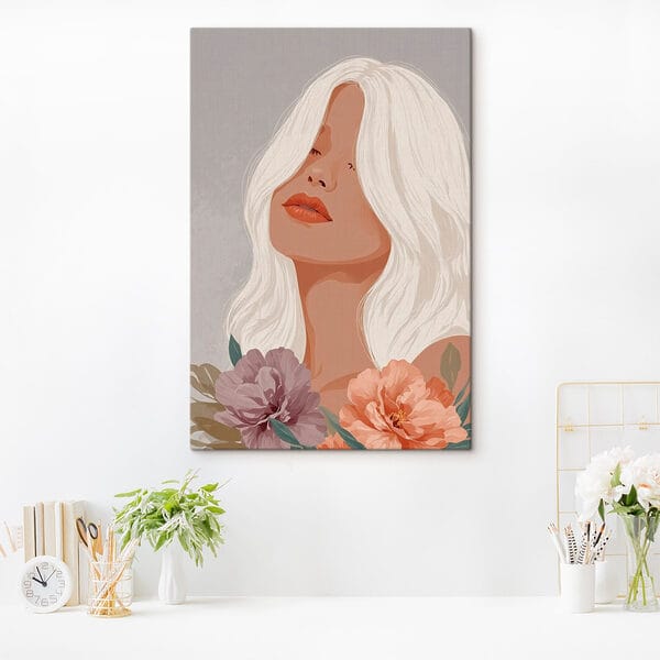 Woman with long white hair and flowers Woman with long white hair and flowers