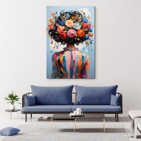 Painting of a woman with flowers on her head Painting of a woman with flowers on her head