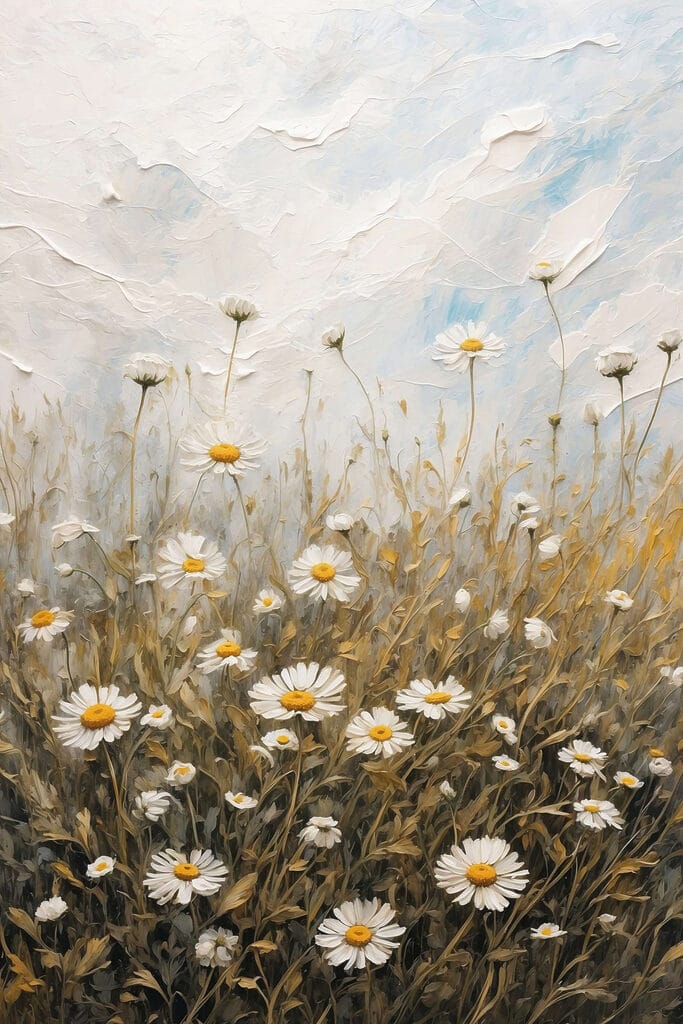 Painting of a field of flowers