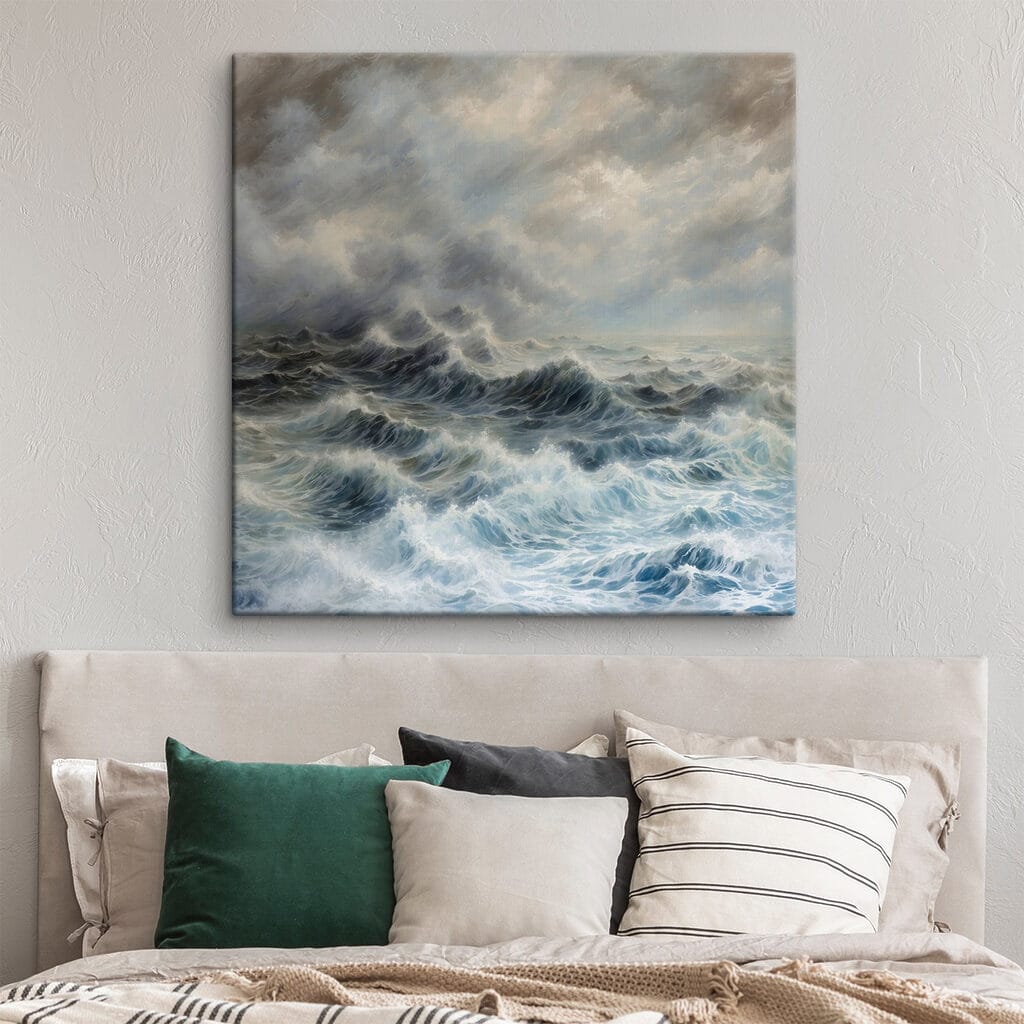Painting of waves in the ocean