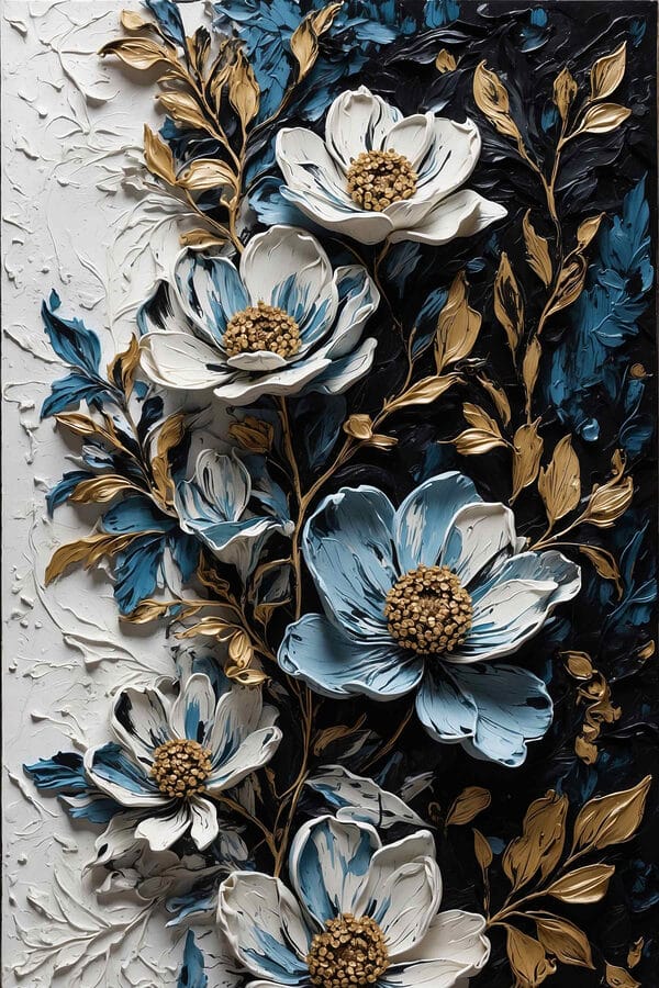 Painting of flowers and leaves Painting of flowers and leaves