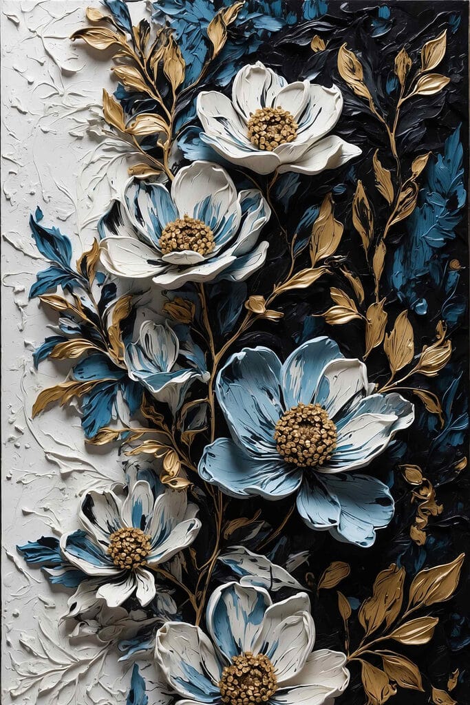 Painting of flowers and leaves Painting of flowers and leaves