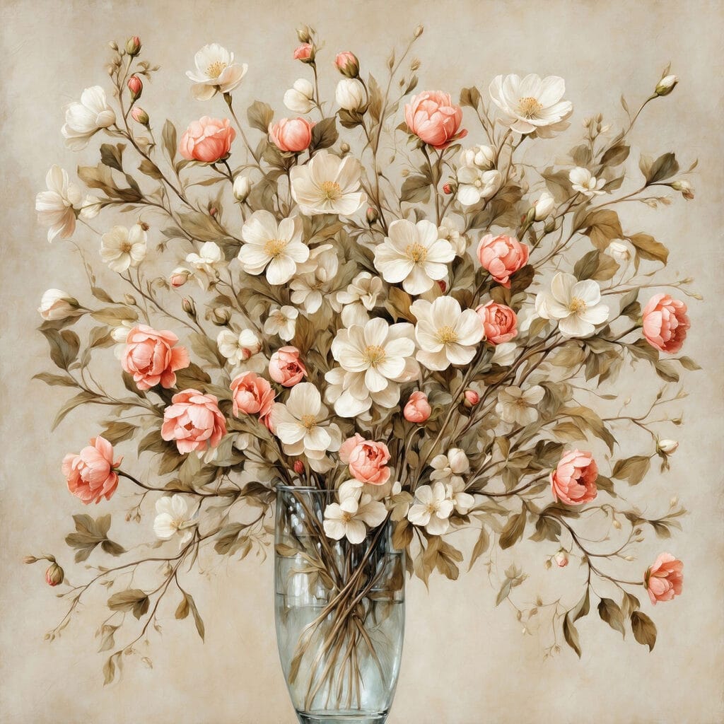 Painting of flowers in a vase Painting of flowers in a vase