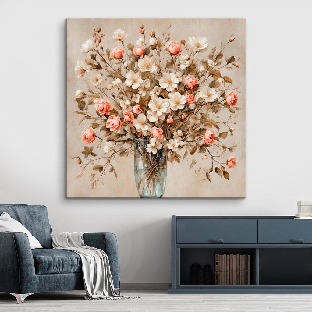 Painting of flowers in a vase Painting of flowers in a vase