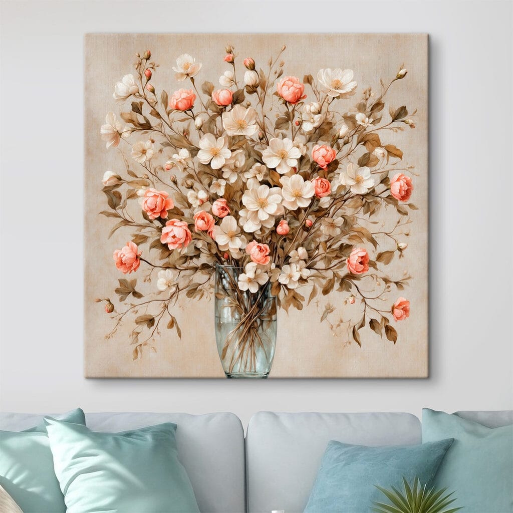 Painting of flowers in a vase Painting of flowers in a vase