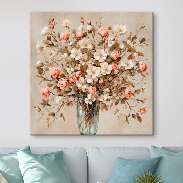 Painting of flowers in a vase Painting of flowers in a vase