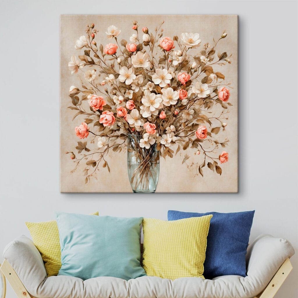 Painting of flowers in a vase Painting of flowers in a vase