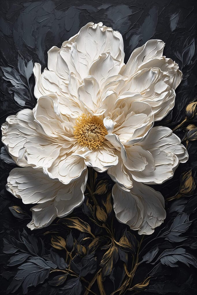 White flower with yellow center