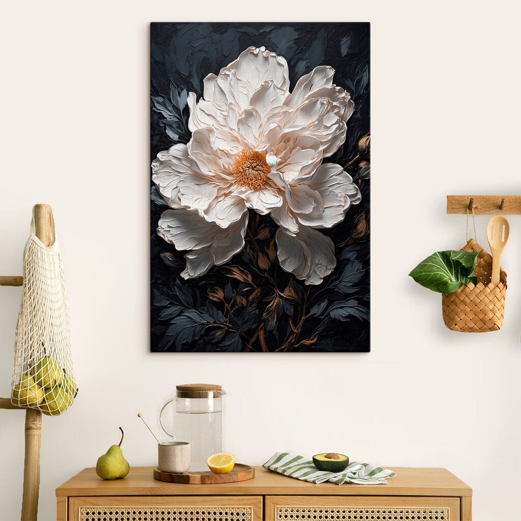 White flower with yellow center