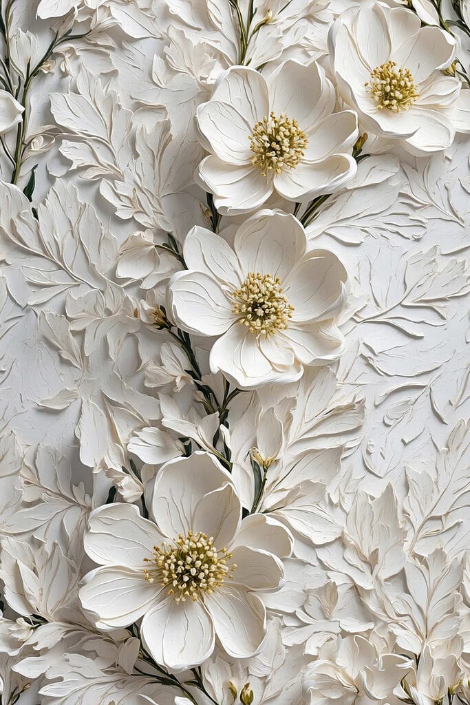 White flowers on a white surface White flowers on a white surface