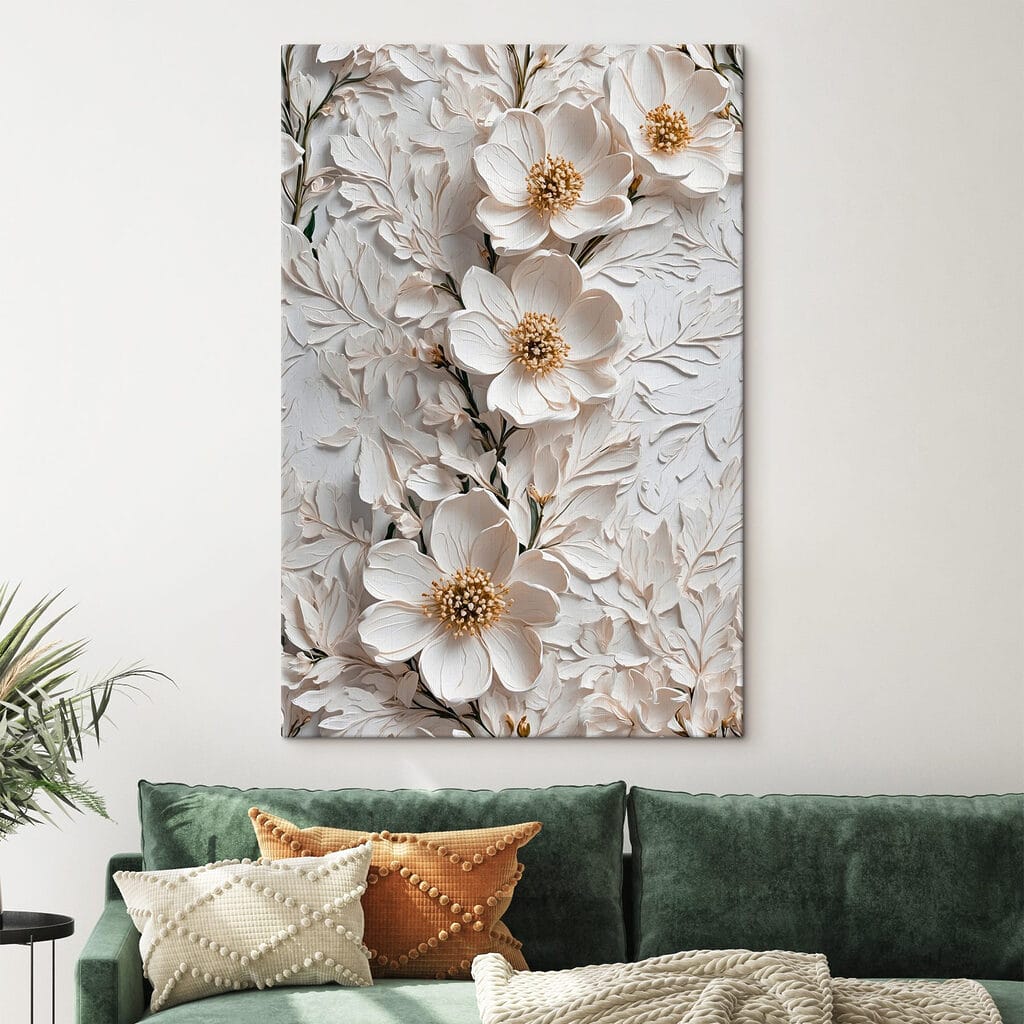 White flowers on a white surface White flowers on a white surface