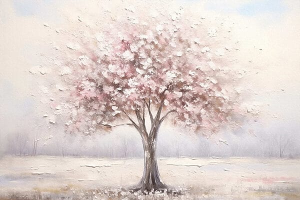 Painting of a tree with pink flowers Painting of a tree with pink flowers