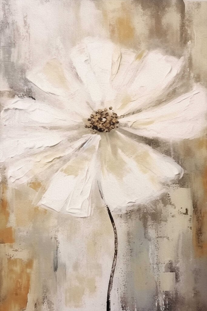 White flower with brown center