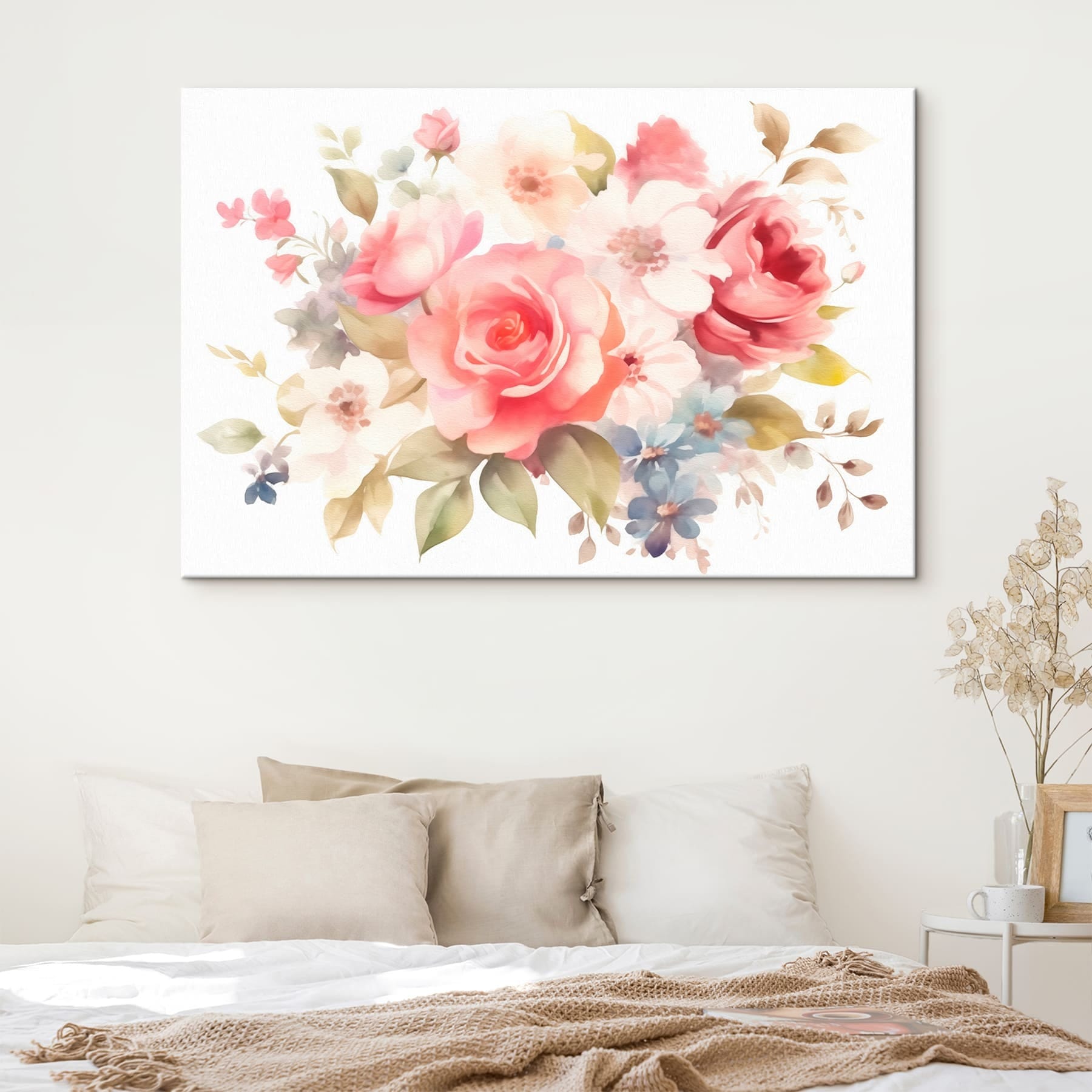 Painting of flowers on a white background