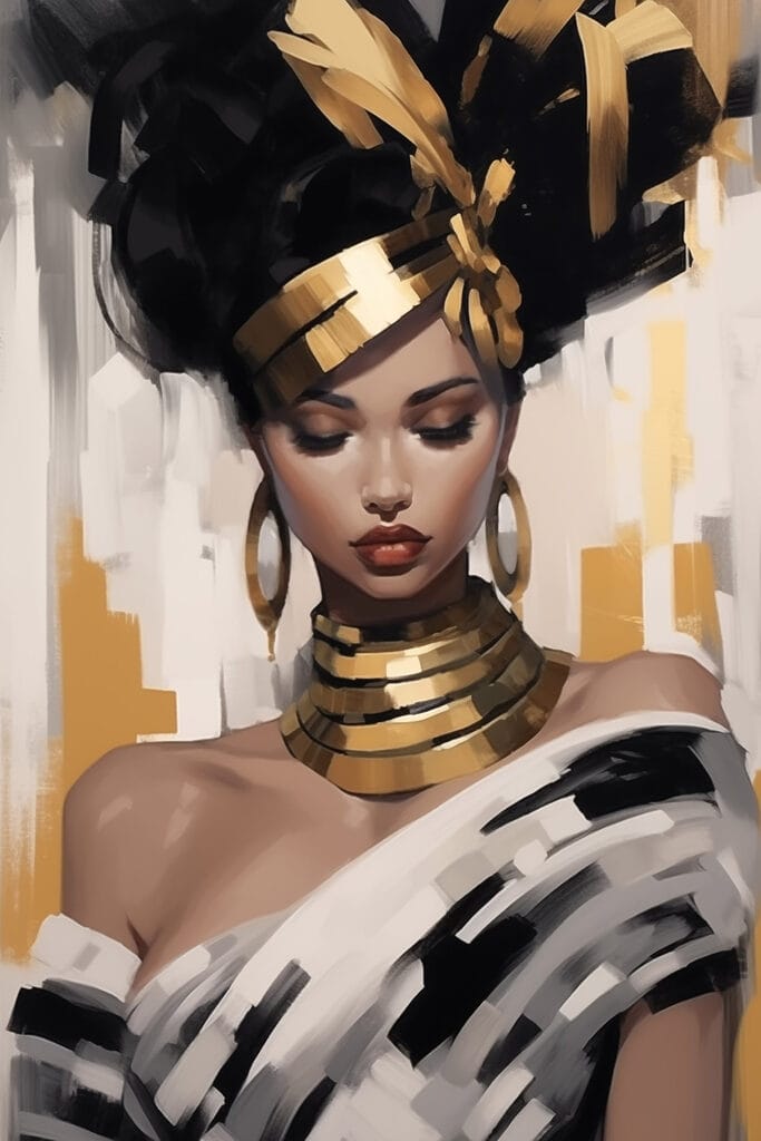 Elegant beauty in striking attire