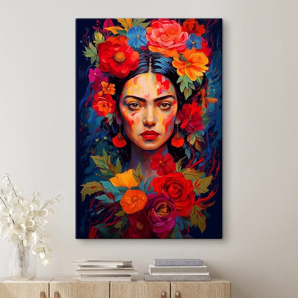 Painting of a woman with flowers in her hair Painting of a woman with flowers in her hair
