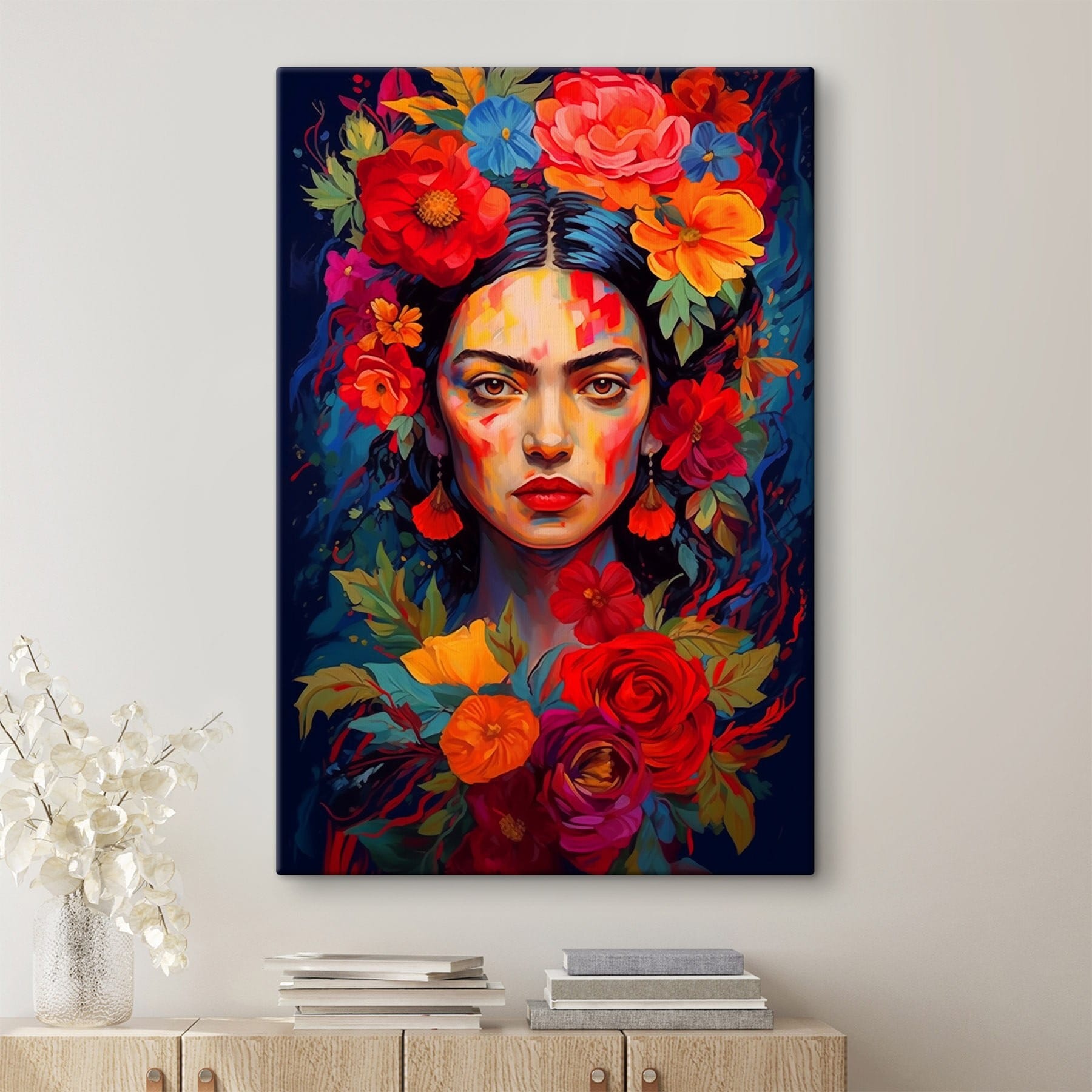 Painting of a woman with flowers in her hair