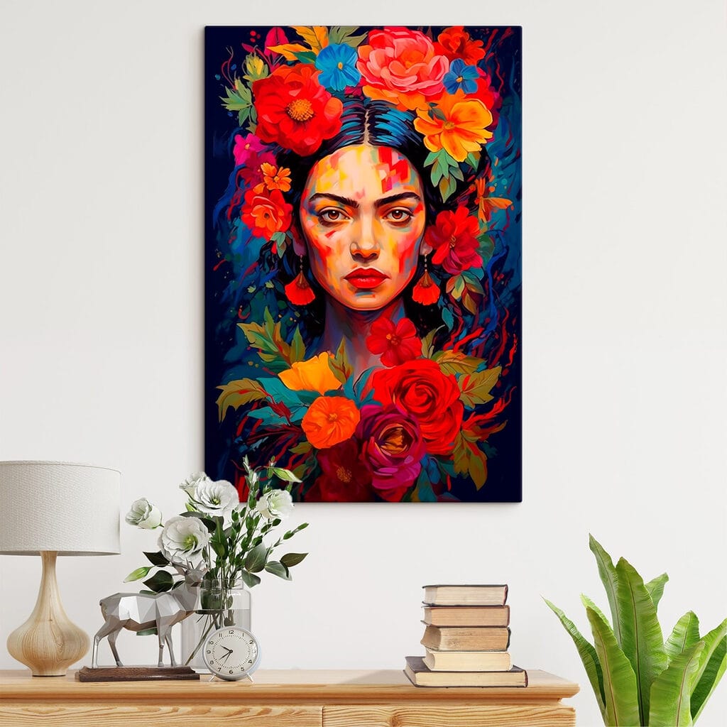 Painting of a woman with flowers in her hair Painting of a woman with flowers in her hair
