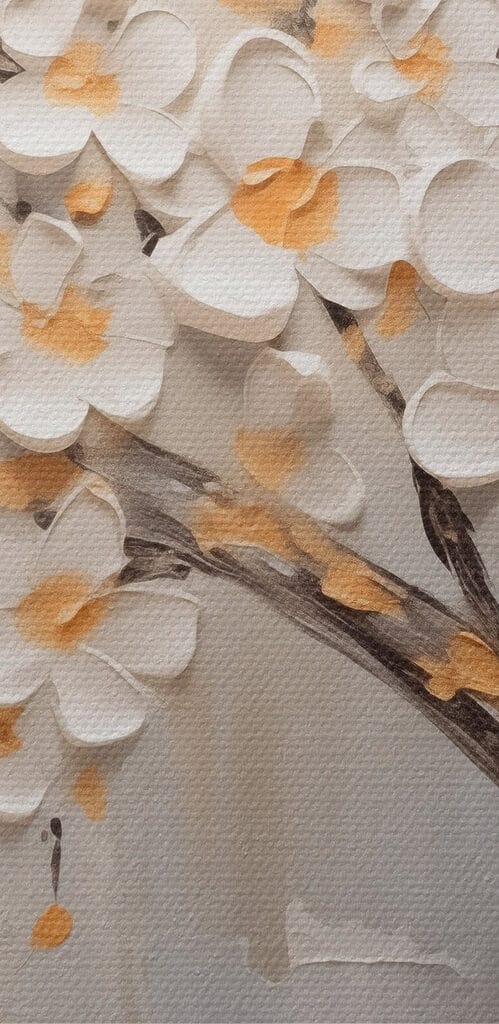 Painting of a tree with white flowers Painting of a tree with white flowers