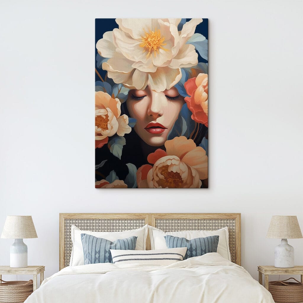 Woman with flowers around her head Woman with flowers around her head