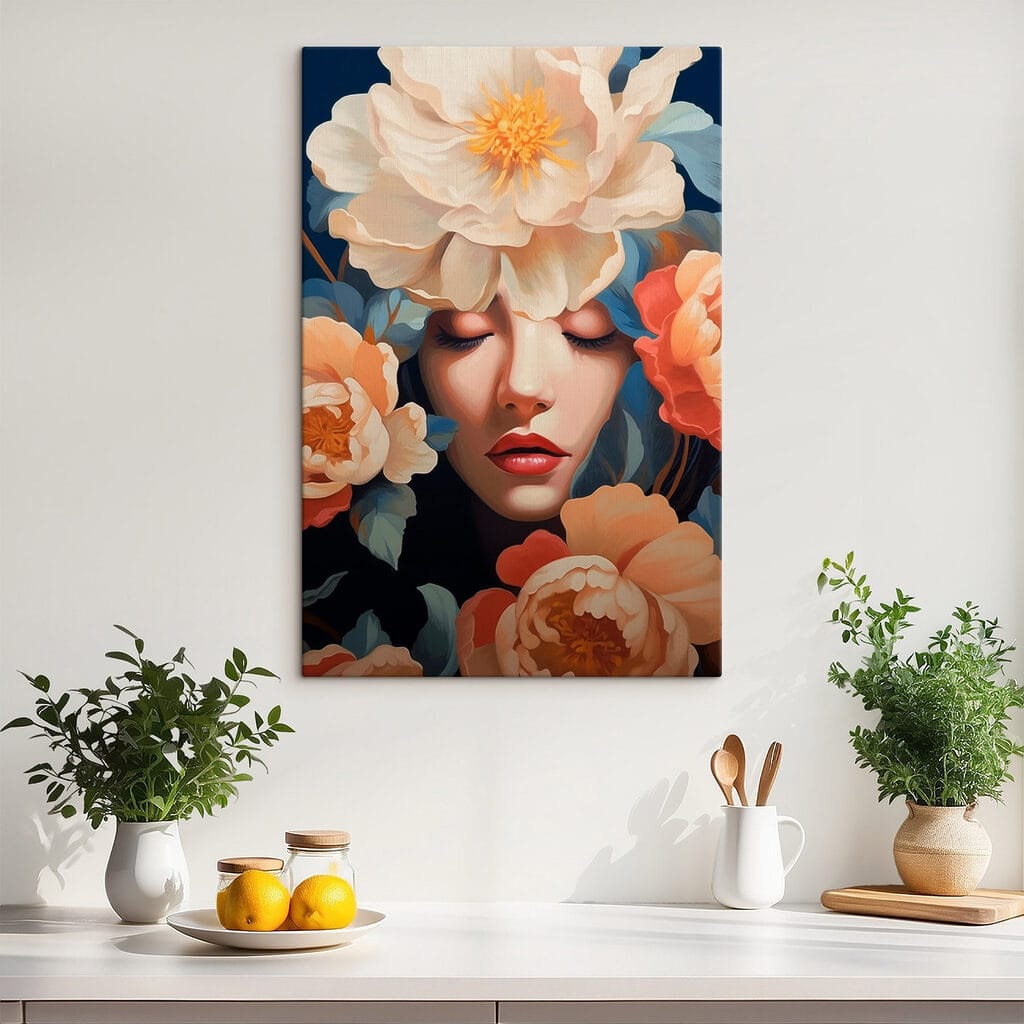 Woman with flowers around her head Woman with flowers around her head