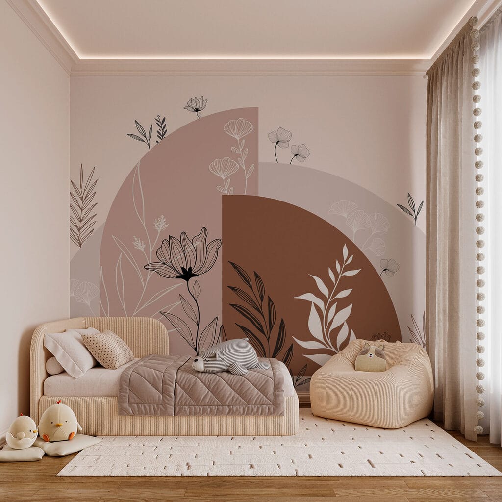 Graphic design of flowers and leaves