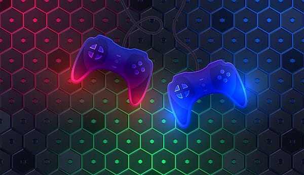 Game controller on a hexagon background