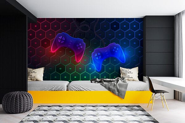 Game controller on a hexagon background