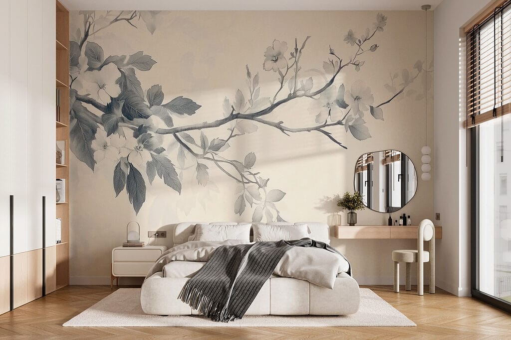 Branch with flowers and leaves Branch with flowers and leaves