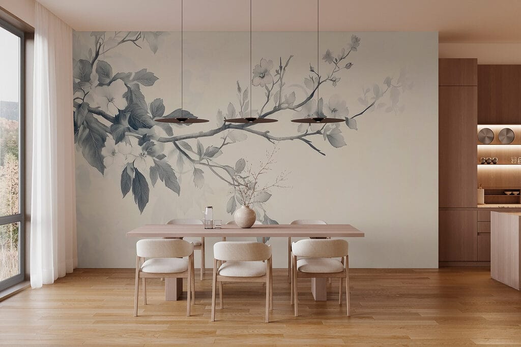 Branch with flowers and leaves Branch with flowers and leaves