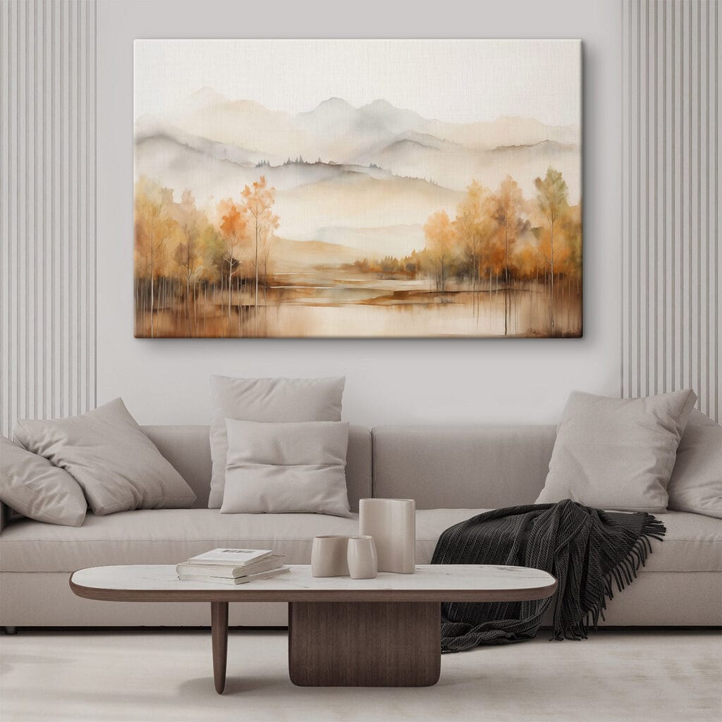 Watercolor painting of trees and mountains Watercolor painting of trees and mountains