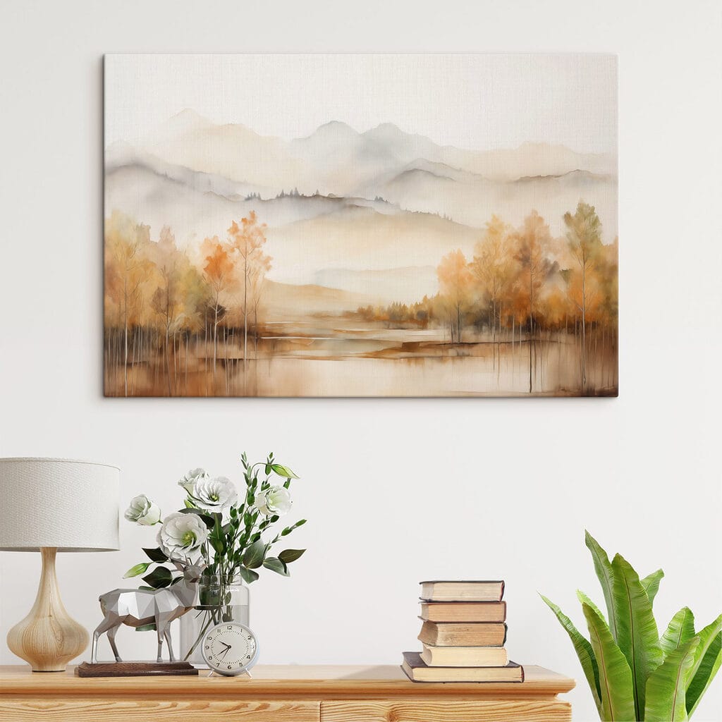 Watercolor painting of trees and mountains Watercolor painting of trees and mountains